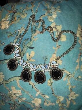 J.Crew Statement Black and White Teardrop Necklace